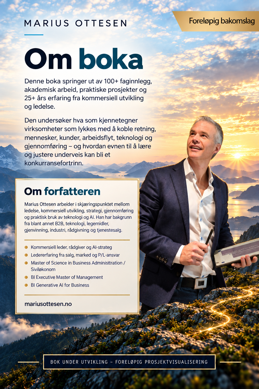 Provisional back cover for Marius Ottesen's book project